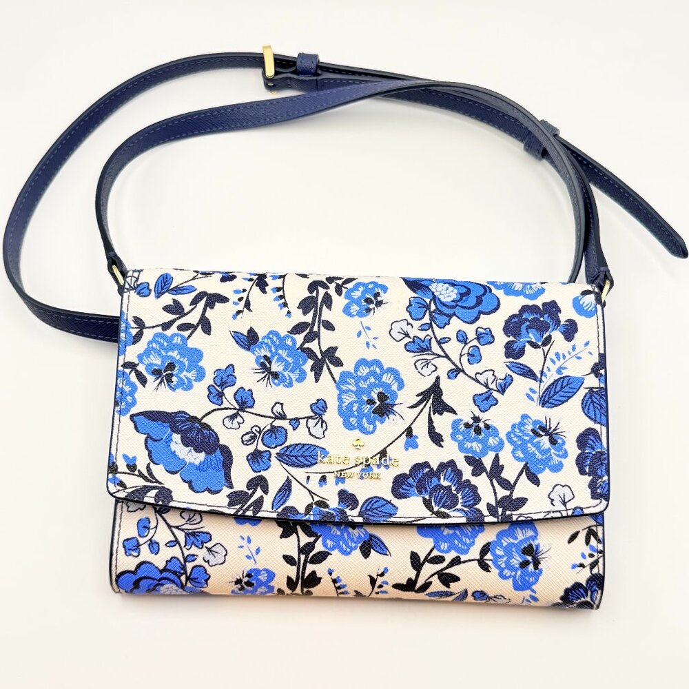 ✨Presenting✨: Kate Spade ♠️ "Perry" 💙🤍 Blue and White Floral 🤍💙 - NWT! 👀